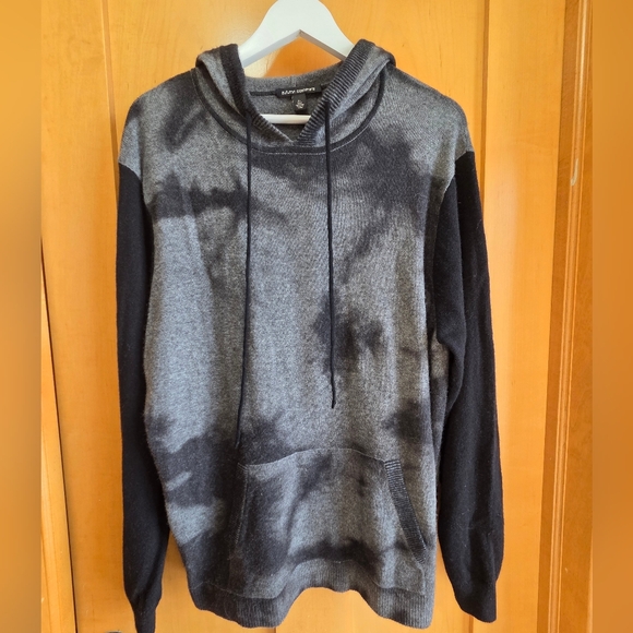 Autumn Cashmere Hoodie Sweater XL 100% Pure Cashmere Gray Black Pullover - Picture 3 of 9